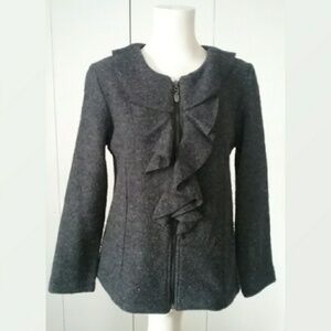 Elena Solano Charcoal Gray Boiled Wool Jacket